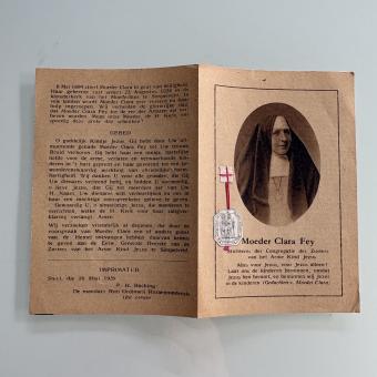 Moeder Clara Fey Devotieprent met stofreliek, 1939