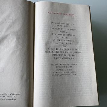 Albert Camus Essais Bibliothèque de la Pléiade